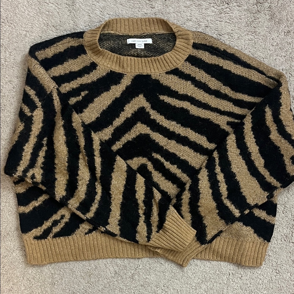 American Eagle Outfitters Zebra Pattern Sweater - Black and Brown